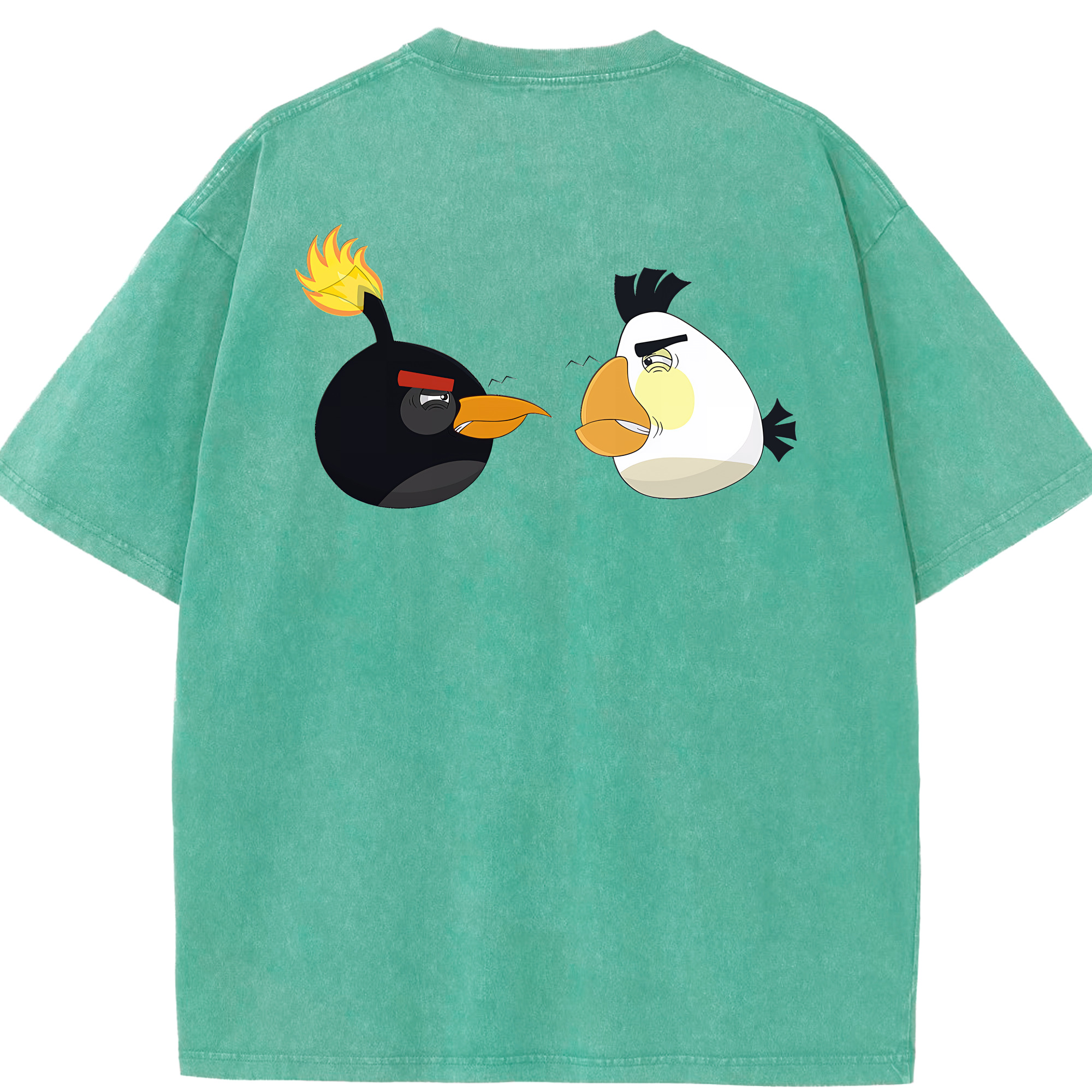 （画像用） Angry Birds アングリーバード 綿100% ヴィンテージ風 半袖Tシャツ（背面プリント）